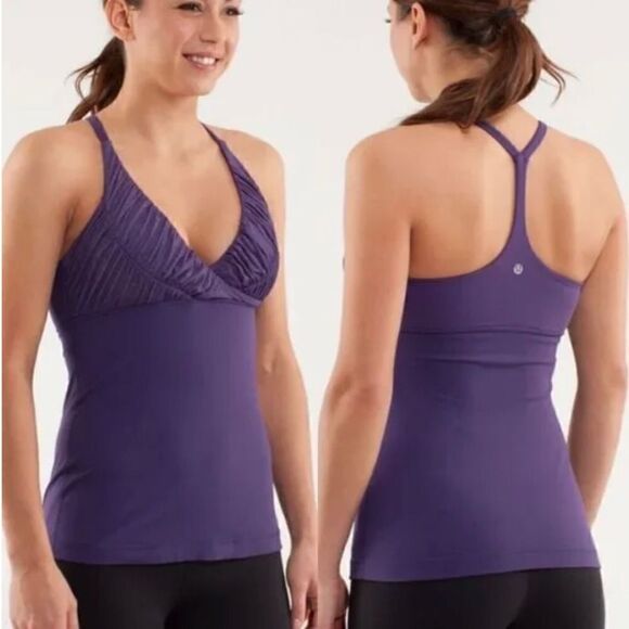 Lululemon Pure Balance racer back purple tank top 10 - Picture 1 of 7